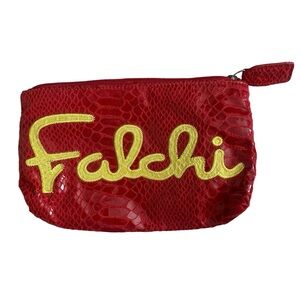 Carlos Falchi Red Snakeskin Mini Pouch